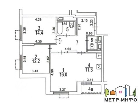 3-к квартира, 11/19 эт., 77м²
